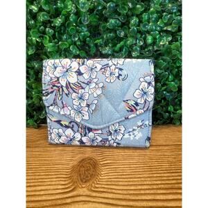 Vera Bradley Ultralight RFID Mini Tri-fold Wallet Cherry Blossoms  Blue Travel